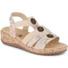 Pavers Wide-Fit Floral Sandals - Beige