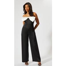 Jumpsuits & Overalls Misspap Contrast Bow Halterneck Jumpsuit - Black