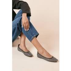 Faux Leather - Women Ballerinas Dorothy Perkins Womens Pinnie Diamante Mesh Ballerinas - Black