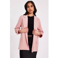 Pink - Women Blazers Quiz Petite Ruched Sleeve Blazer - Pink