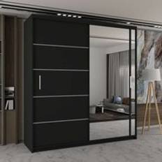 Wardrobes on sale Sliding Wardrobes 4u Modern Double with LED Light 203 cm x 217 cm x D62 cm Wardrobe