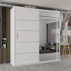 Wardrobes on sale Sliding Wardrobes 4u Modern Double with LED Light 203 cm x 217 cm x D62 cm Wardrobe