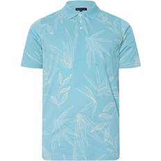 Florals Polo Shirts BadRhino Leaf Print Polo Shirt - Light Blue