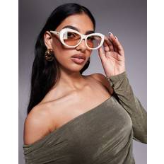 Exclusive Chunky Oval Frame Sunglasses - Off White