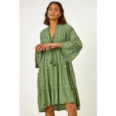 Roman Shimmer Tie Detail Smock Dress - Green