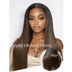UNice Bye-Bye Knots 7x5 Lace Black to Chestnut Brown Ombre Yaki Straight Wig