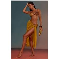 Chiffong Badkläder PrettyLittleThing Mustard Chiffon Sheer Tie Sarong