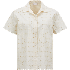 Moncler Herr Skjortor Moncler Broderad Bomull Skjorta - White