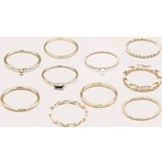 Gold Pearl Detail Multipack Rings - Yellow