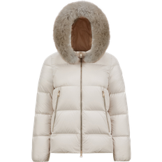 Moncler jacket for women Moncler Laichefur Hooded Shearling-Trimmed Short Down Jacket - White