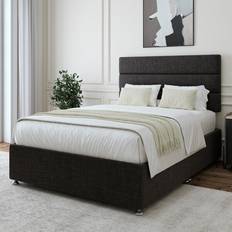 Continental Beds Bedmaster Small Double Charcoal Linen Divan Base And Square Headboard - Black Continental Bed
