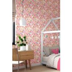 Folk Floral 10m Matt Wallpaper Pink