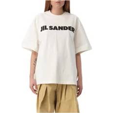Jil Sander Top Dame Gul Creme Logo Tee - Beige