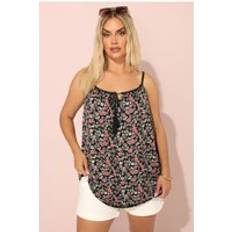 Florals Tank Tops Yours Floral Tassel Cami Vest Top - Black