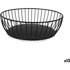 Bread Baskets Svart Metall Oval 12 Enheter 24 x 19 x 8 cm Brödkorg