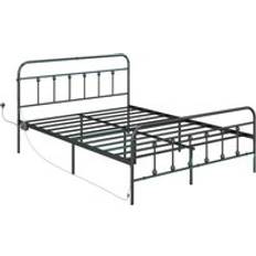 Homcom King with LED Lights and Charging Station Black Frame Bed