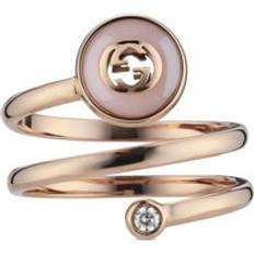 Gucci Rose Gold Rings Gucci Interlocking G 18ct Rose Gold Diamond & Pink Opal Spiral Ring - 12