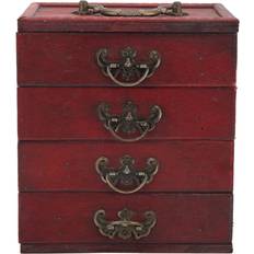 Goolrc Vintage Wooden Jewelry Box 4 Layer Drawer Large Capacity Retro Jewelry Organizer Case - Home