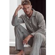 British Boxers Whitby Jet Herringbone Brushed Cotton Pyjama Set - Dark Grey