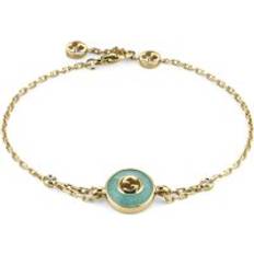 Gucci Gold Bracelets Gucci Interlocking G 18ct Yellow Gold Amazonite & Diamond Bracelet - 17