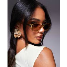 Vibe Check Slim Rectangular Sunglasses - Crystal Yellow
