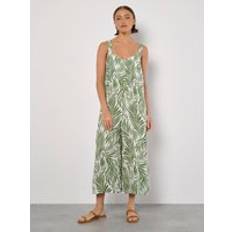 White Jumpsuits & Overalls Apricot Womens Leaf Print Wide Leg Jumpsuit - White