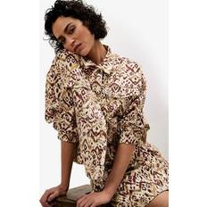 Brown - Denim Jackets Apricot Womens Ikat Denim Jacket - Orange