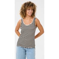 Dame - Stribede Toppe Cream Crribba Stripe Top Toppe & T-Shirts - Pitch Black Stripe