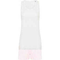 Towel City Stripe Short Pyjama Set - Pink/White