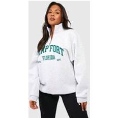 Jumpers boohoo Womens Plus Florida Varsity Half Zip - Grey