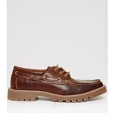 Faux Leather Boat Shoes Threadbare Chunky Boat Shoes - Brown