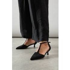Good For The Sole Heels & Pumps Good For The Sole Emmie Faux Suede T-Bar Pointed Kitten Heel Court Shoes - Natural Black