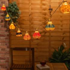 String Lights & Light Strips ValueLights Multi Coloured Rattan x Battery Outdoor Lights 10 Pack - 3 x 238 x 8 cm String Light 10 Lamps