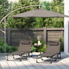 OutSunny Foldable Sun Lounger Set with Padded Seat 2 Pieces Black