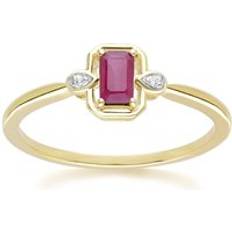 Guld - Röda Ringar Gemondo Classic Ruby Baguette & Diamond Ring - 9ct Yellow Gold