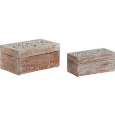 Home ESPRIT Elegant Mango Trä Smyckeskrin Set - Vitt