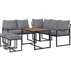 Gartenmöbel Ambia Garden Dining-Loungeset Grau Schwarz Akaziefarben Lounge-Set