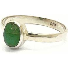 Bali Ringar Smaragd Liten Oval - Silver