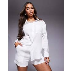 MissyEmpire Cheesecloth Elasticated Waist Shorts Co-Ord - White