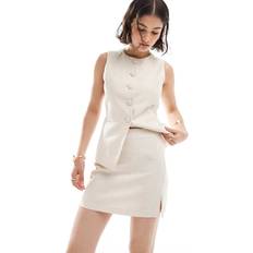 Linen Skirts New Look co-ord linen mini skirt in stone-Neutral