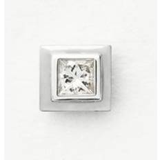 Missoma White Gold Earrings Missoma Fine Square Solitaire Flat Back Stud Earring - White Gold/Diamond