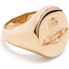 Vivienne Westwood Men Rings Vivienne Westwood Orb-engraved Silver Ring - Gold Plated Silver