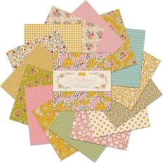 OEKO-TEX Fabrics Tilda Creating Memories Spring Charm Pack 100% Cotton 32 Floral Fabric Squares Fabrics Multicolour, Yellow