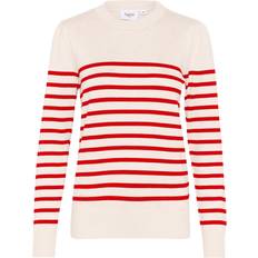 Dam - Randiga Tröjor Saint Tropez Randig Pullover Tröja Is Scarlet Stripe - Multicolor