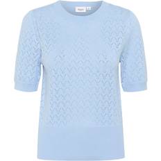 Puff Sleeve Jumpers Saint Tropez Karna Textured Knit Short Sleeve Jumper - Blue Puff