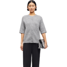 Korta ärmar Koftor Samsøe Samsøe Saanoura S/S Cardigan 7355 Dam Stickade Tröjor - Grey Mel