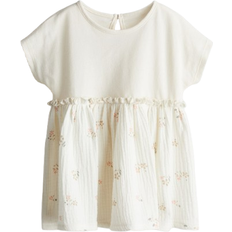 H&M Short Sleeved Cotton Dress - Cream/Floral (1237392001)
