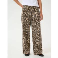 Dam - Natur Jeans Kaffe Leopard Print Wide Leg Jeans - Brown