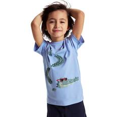 Blue Crocodile Print Cotton T-Shirt