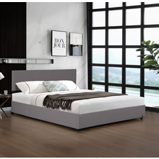 Letti e Materassi Corium Polsterbett Juva Cord mit Lattenrost 160x200 cm Grau Rahmenbett 160x200cm